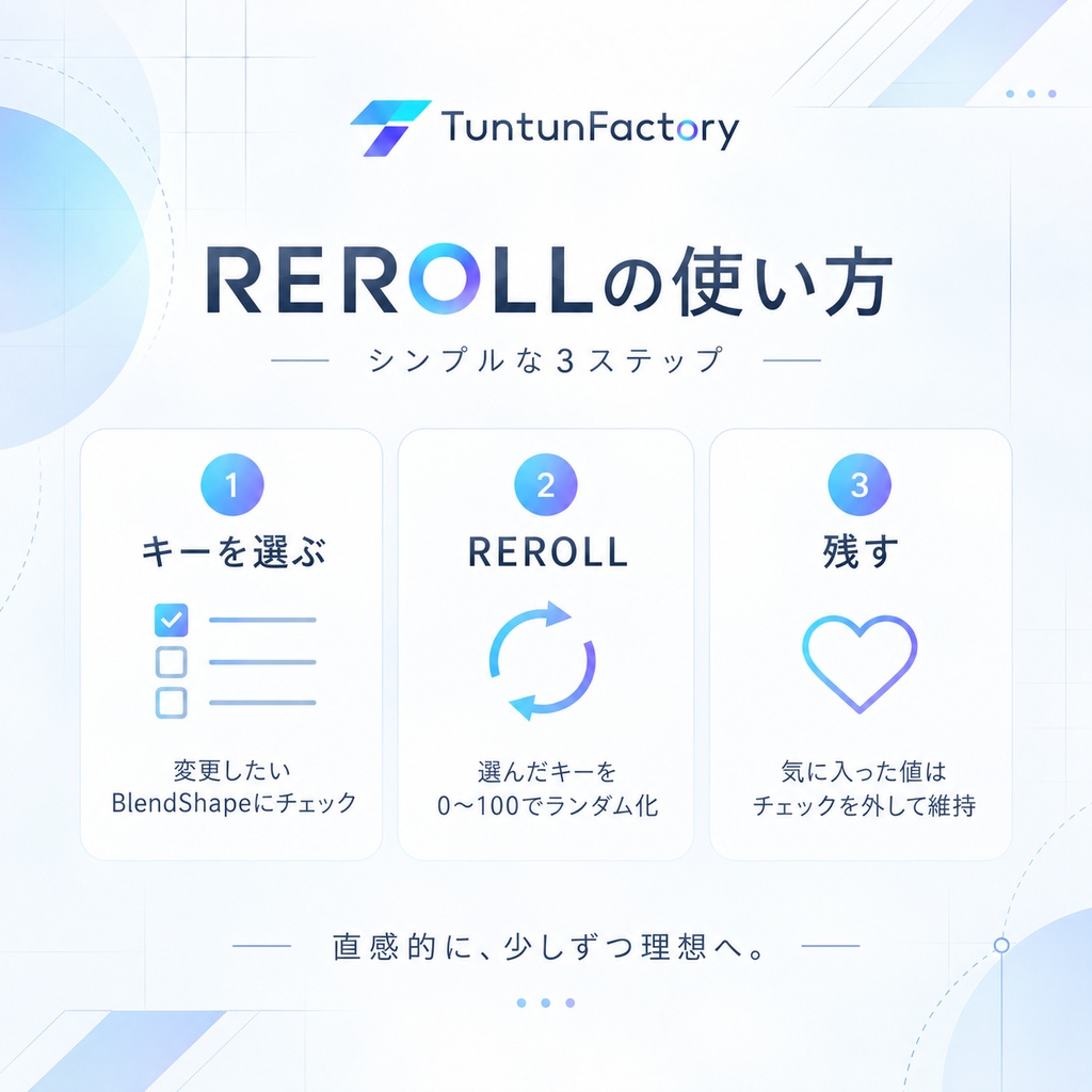 【無料テスト版】REROLL|顔改変ガチャ・BlendShapeランダムツール【VRChat / Unity】
