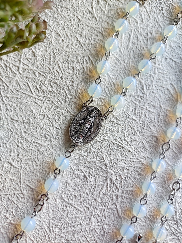 ロザリオ風ペンダント 〖アリスブルー×シルバー〗