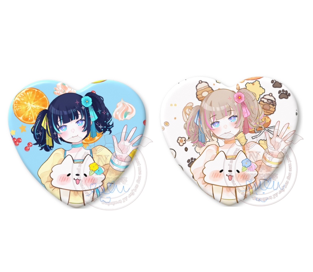 【雪星るる】ハート缶バッジ【春色衣装】