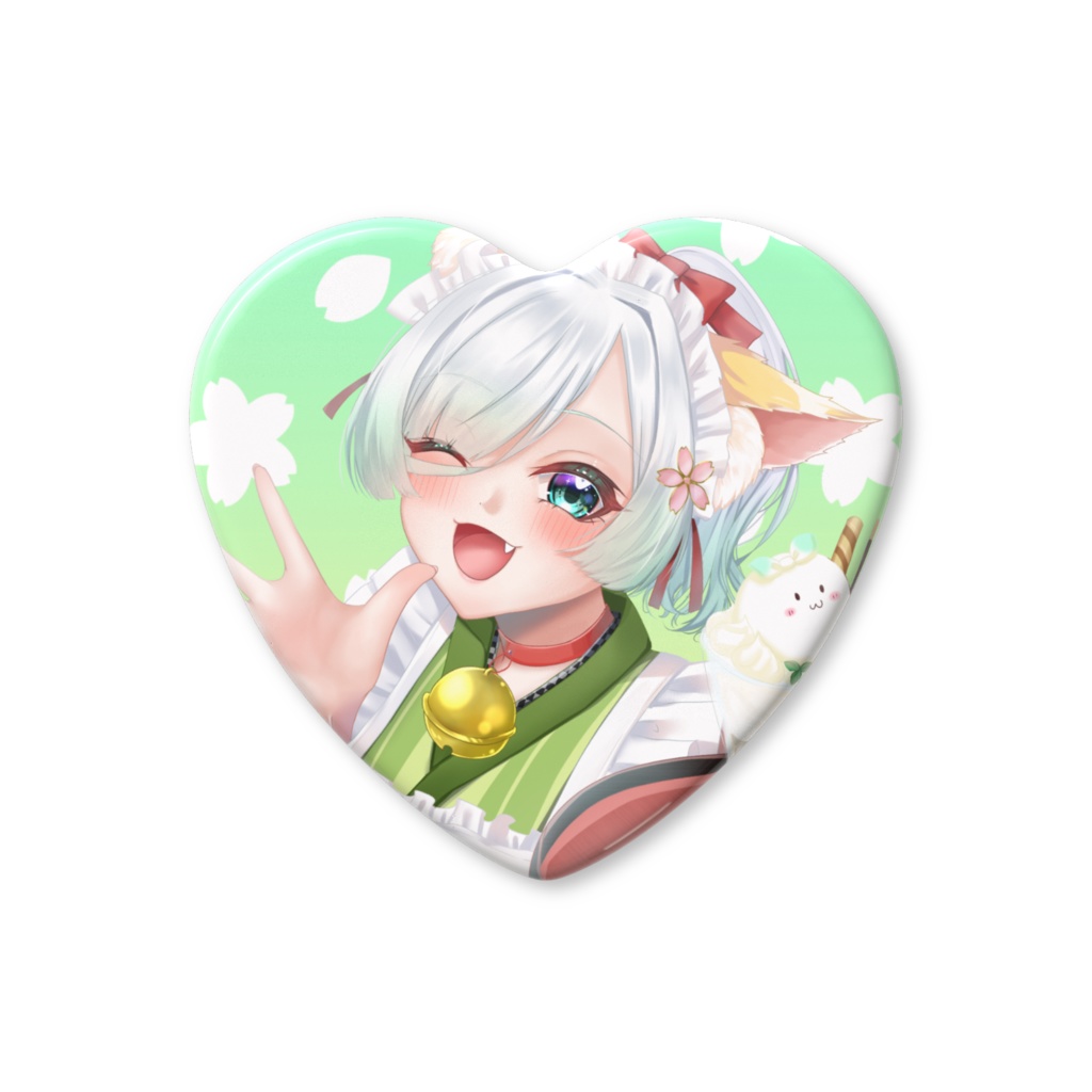 和風メイドネギ吉-ハート缶バッヂ