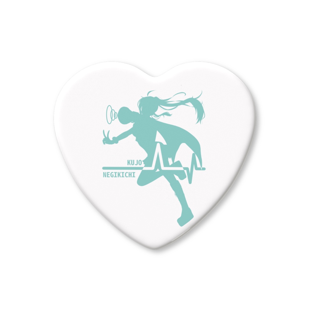 九条ネギ吉ロゴ-ハート缶バッヂ