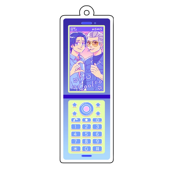 親子ガラケー型アクリルキーホルダー