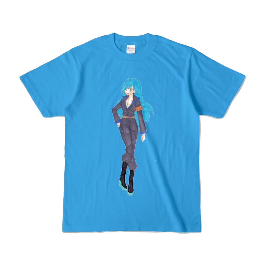 森山青子 カラーTシャツ 青色