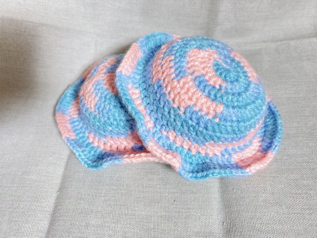 にじぬい向け 帽子 ピンク×水色
