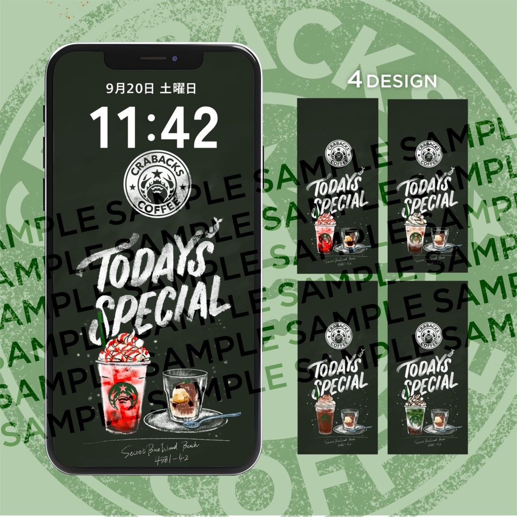 【🙏Thank you!】スマホ用壁紙🦀☕️ 【CRABACKS COFFEE】