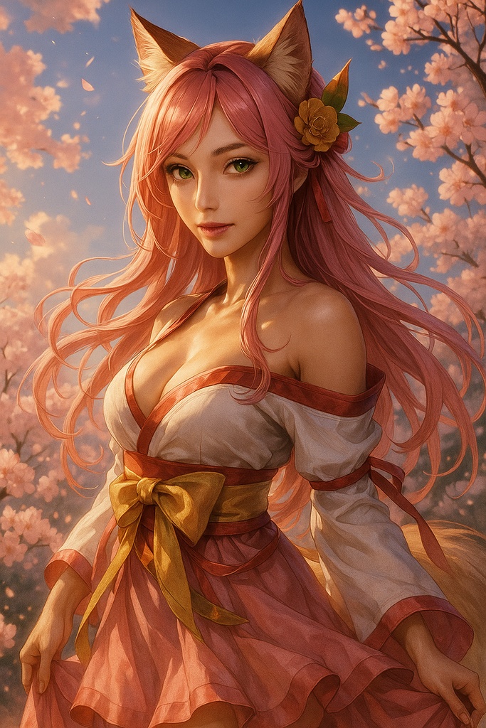 「Sakura Elegance — 美しき桜舞う幻想イラスト」