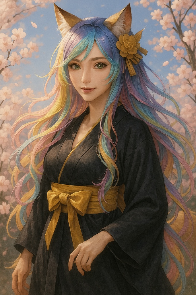 「春彩の狐姫 ― 四季を纏うカラフルな舞」