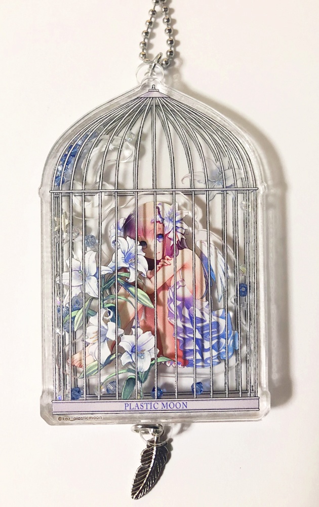 鳥かご型シャカシャカアクリルキーホルダー