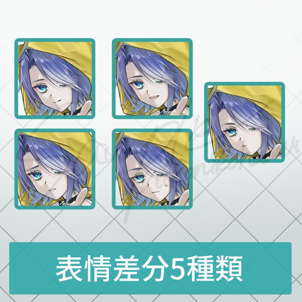 【無料版あり】立ち絵_猫耳水着の女の子_レインコート_目隠れ_メッシュ