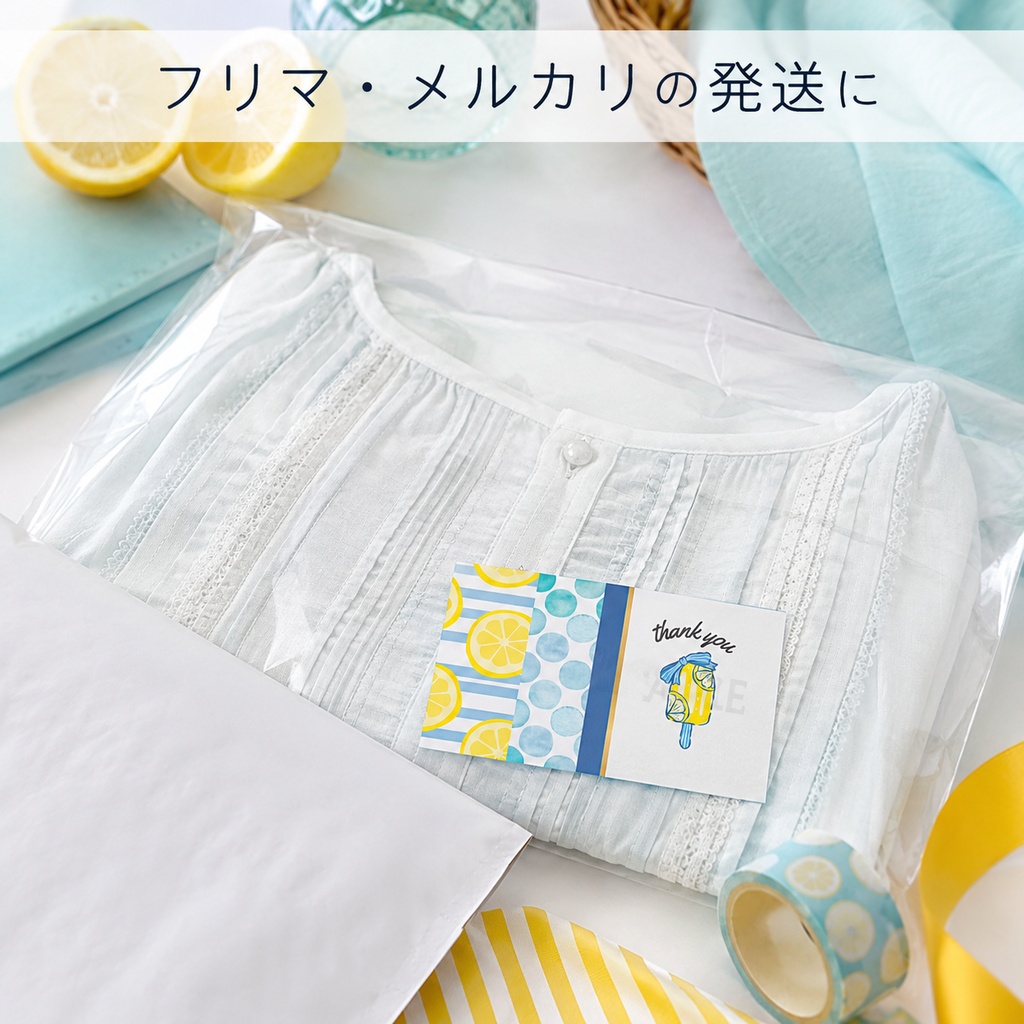 【印刷用PDF】レモンアイスのThank youカード|名刺サイズ・A4に10枚