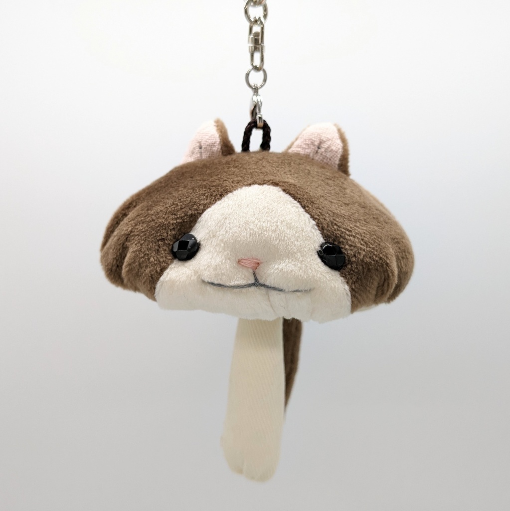 動物キノコキーホルダー【ハチワレねこ・ネイビー、グレー、チョコ】
