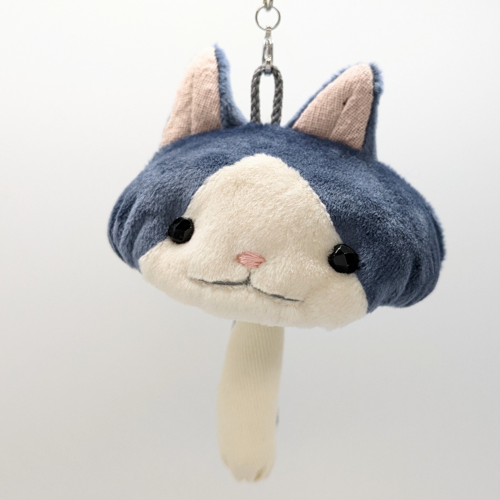 動物キノコキーホルダー【ハチワレねこ・ネイビー、グレー、チョコ】
