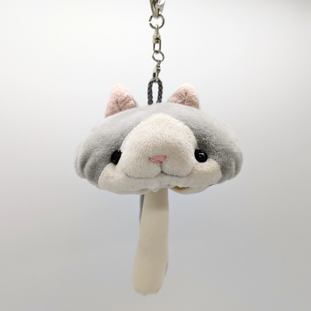 動物キノコキーホルダー【ハチワレねこ・ネイビー、グレー、チョコ】