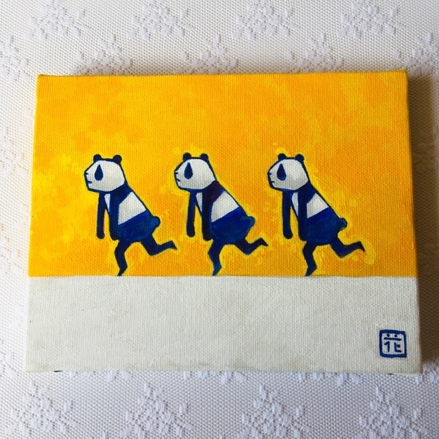 アクリル画「パンダらんららん」