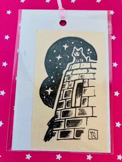 猫住みゴーレム（名刺サイズ原画）２