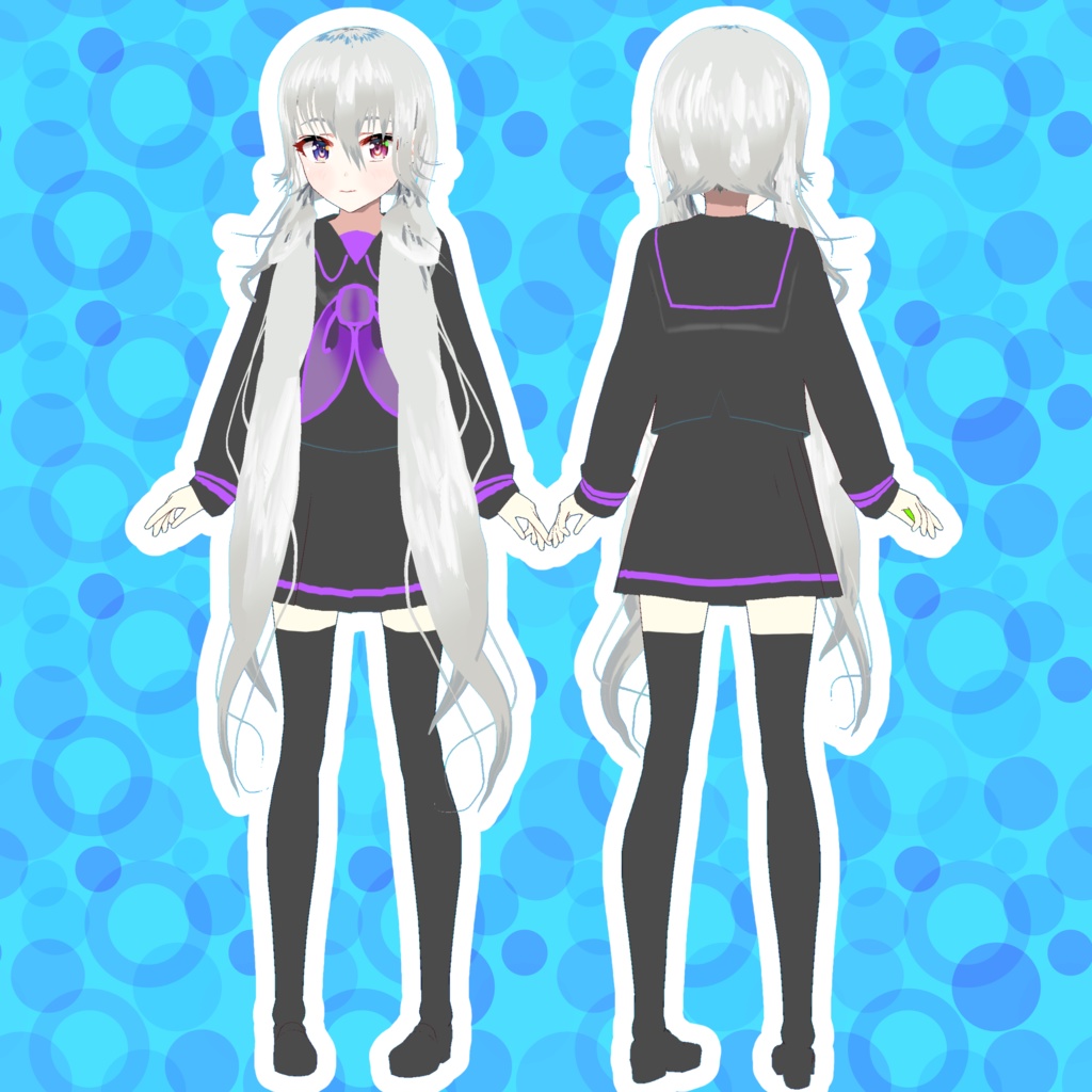 【VRoidテクスチャ】紫セーラー風（血まみれ差分付き）