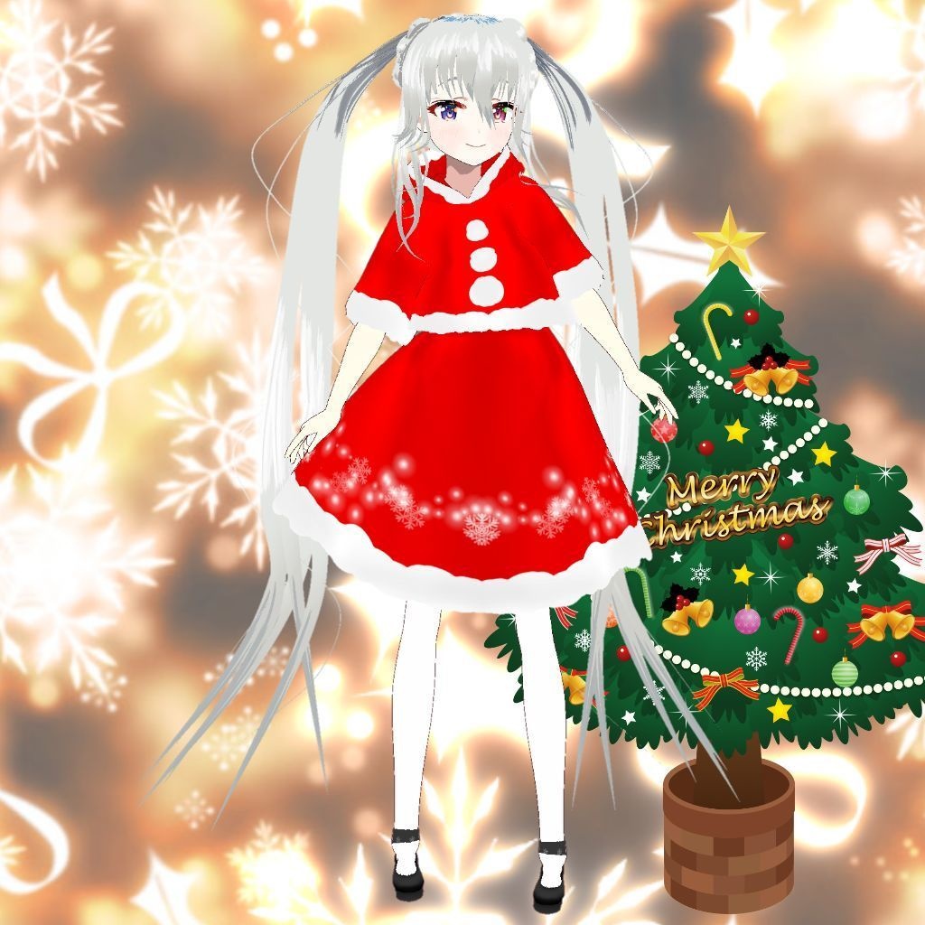 【VRoidテクスチャ】ケープ風サンタワンピース