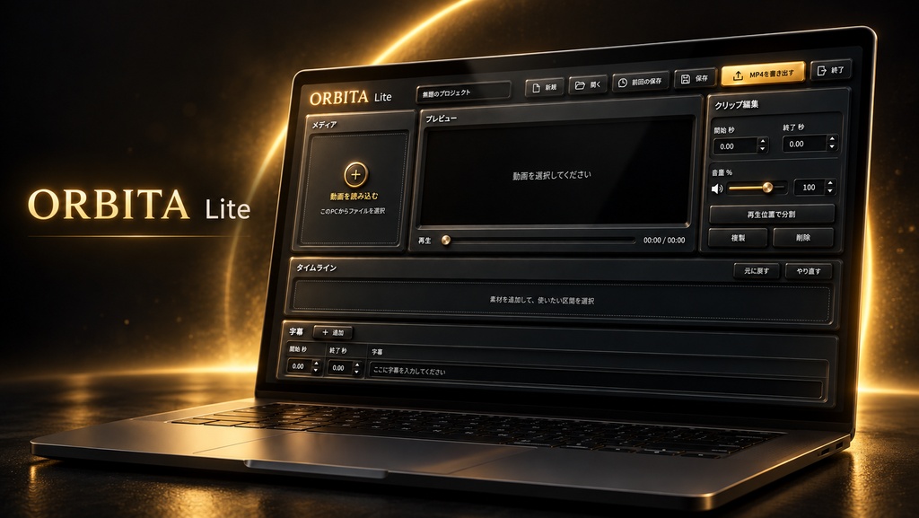 ORBITA Lite — Windows用カット・字幕動画編集ソフト
