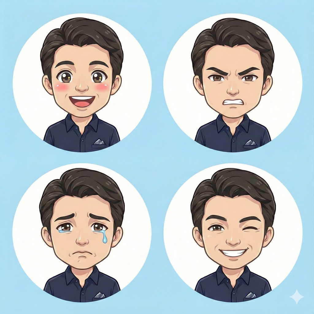 【商用可】YouTube・ブログ用 男性アイコン素材セット(ビジネス/解説動画)