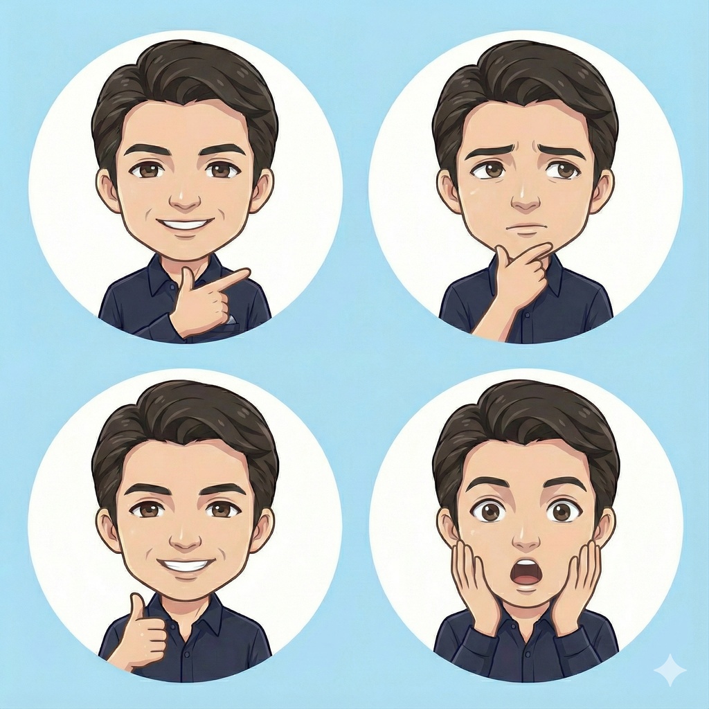 【商用可】YouTube・ブログ用 男性アイコン素材セット(ビジネス/解説動画)