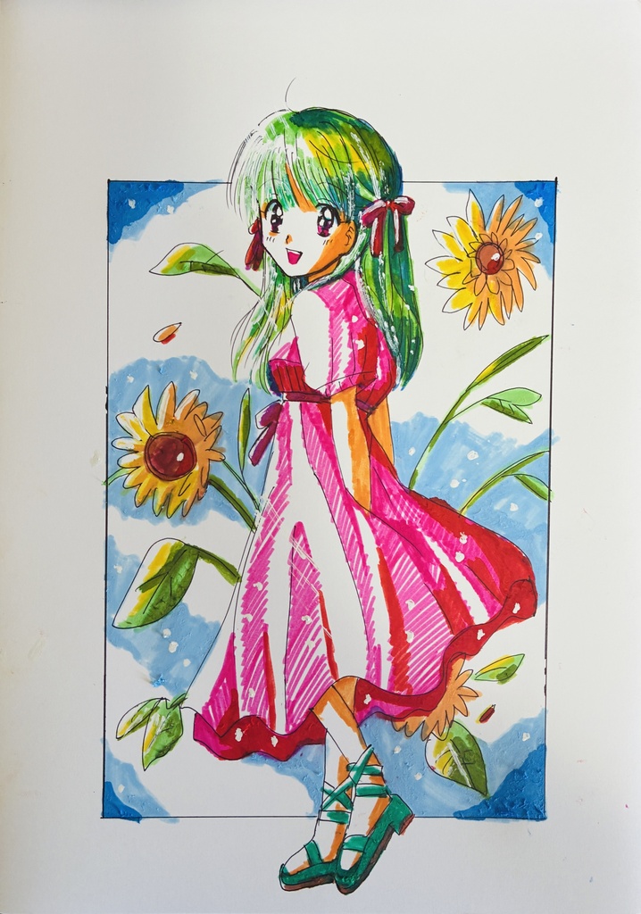 ひまわりと少女