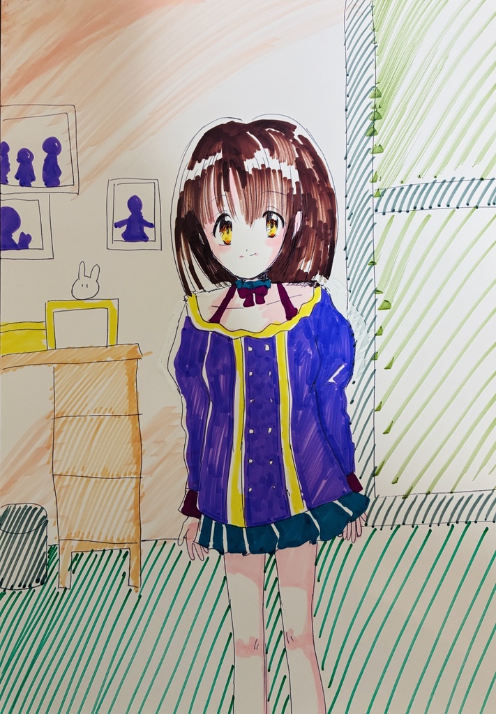 彩りの少女たち*手描きイラスト3枚セット