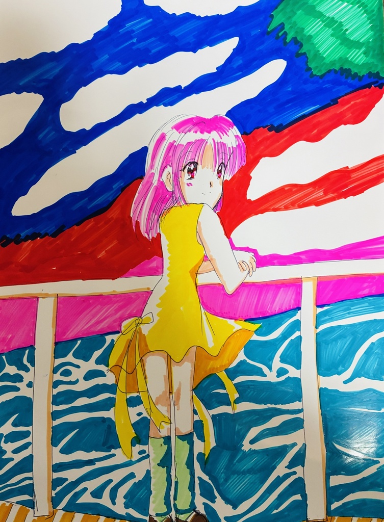彩りの少女たち*手描きイラスト3枚セット