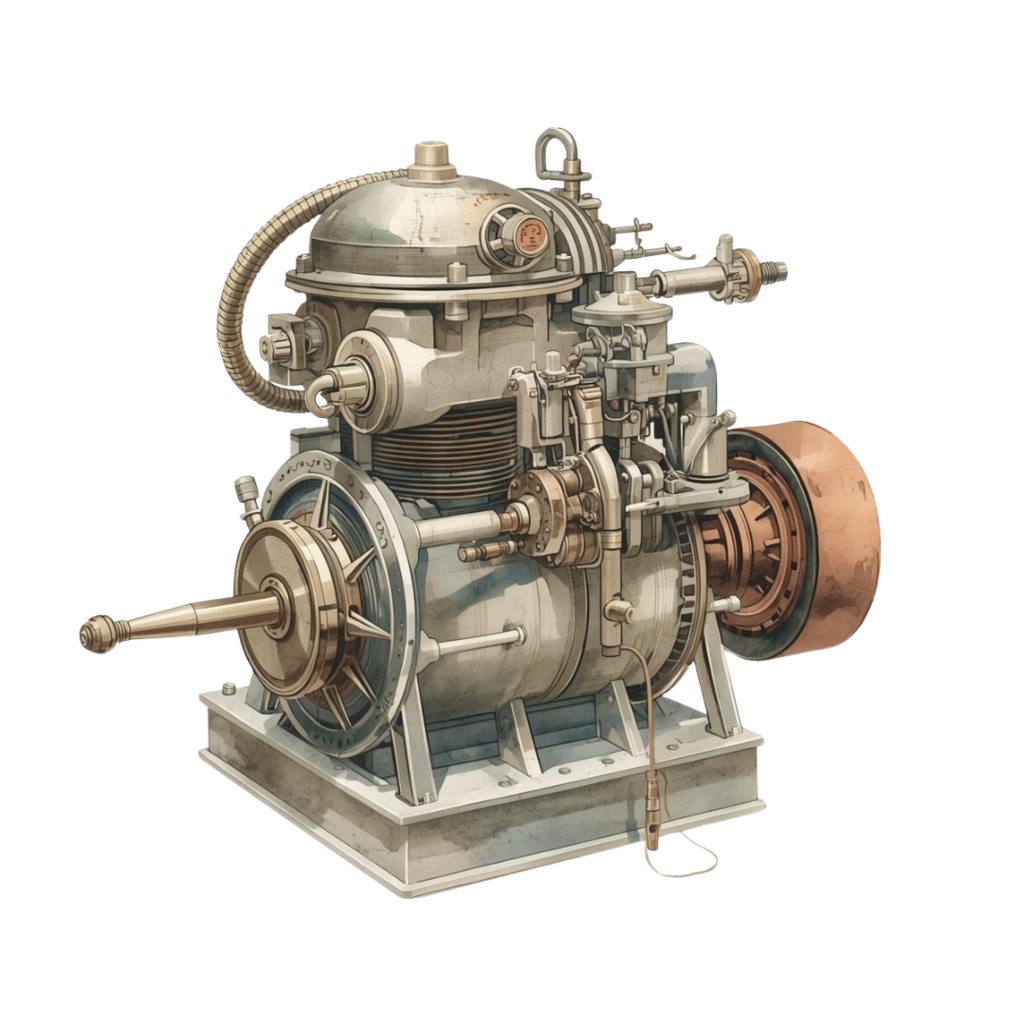 アンティーク水彩 工場部品クリップアート10点セット(PNG形式)