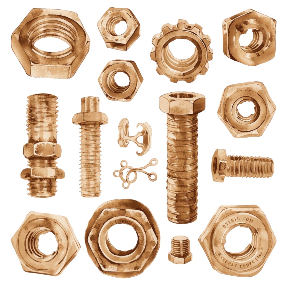 アンティーク水彩 工場部品クリップアート10点セット(PNG形式)