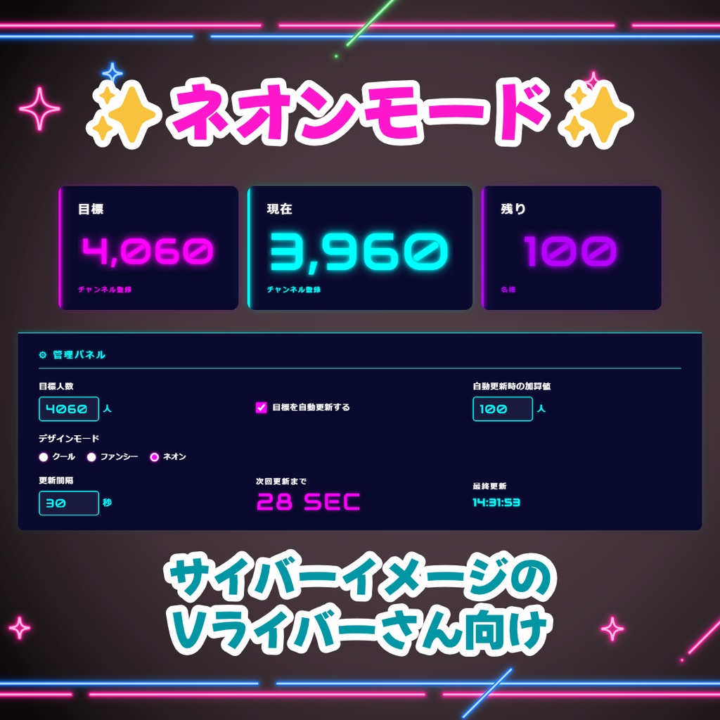 【4/12まで無料!】チャンネル登録目標カウンター