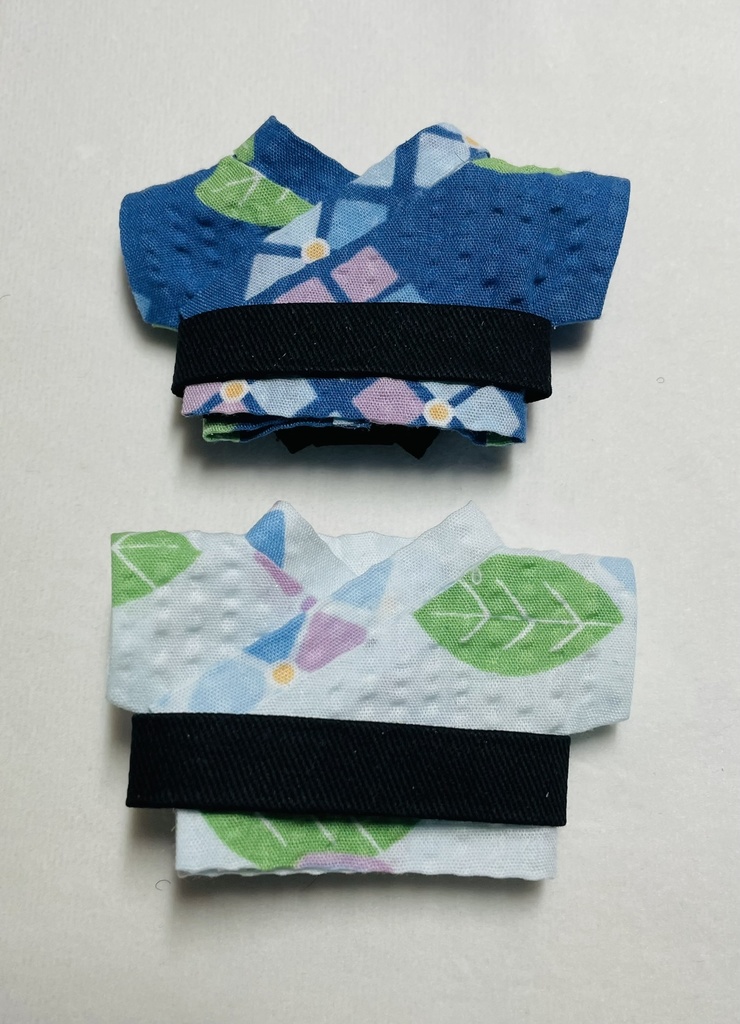 あじさい模様の浴衣(10cm・12cm・ちびぐるみ・にじぱぺっと・ちみけもますこっと)