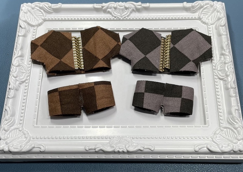 市松模様ジャケットとパンツセット(10cm・12cm・ちびぐるみ・にじぱぺっと)