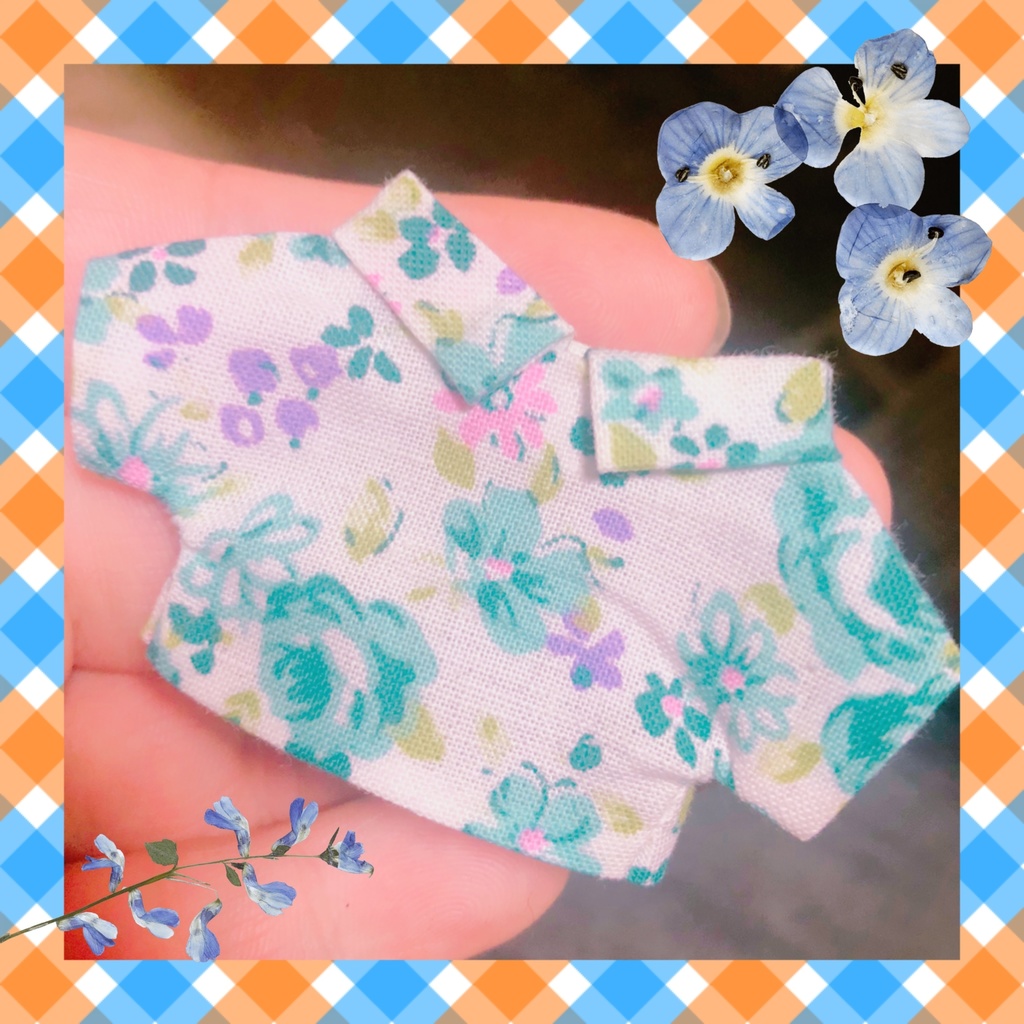 お花柄 襟付きシャツ 