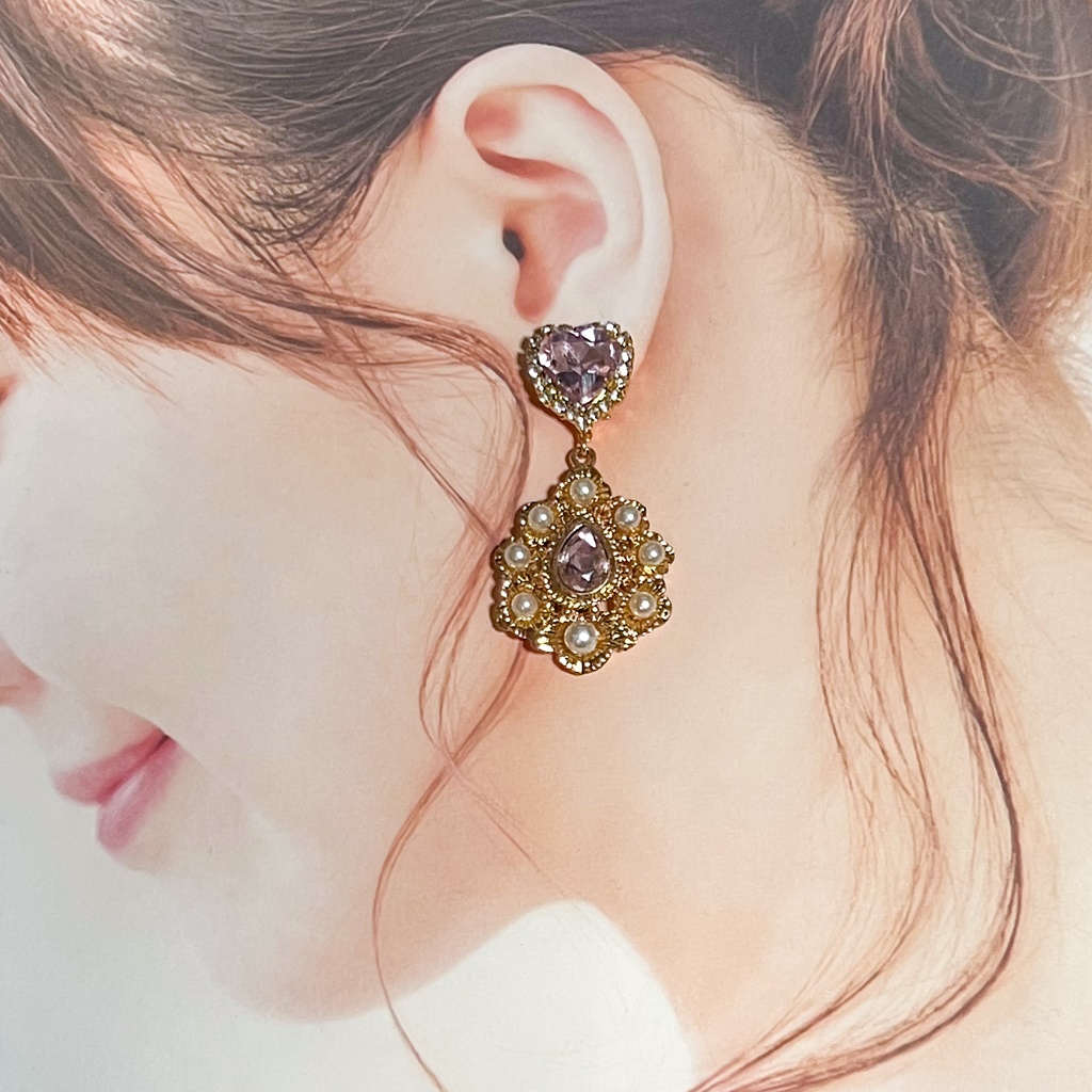 ハートと雫のビジュピアス