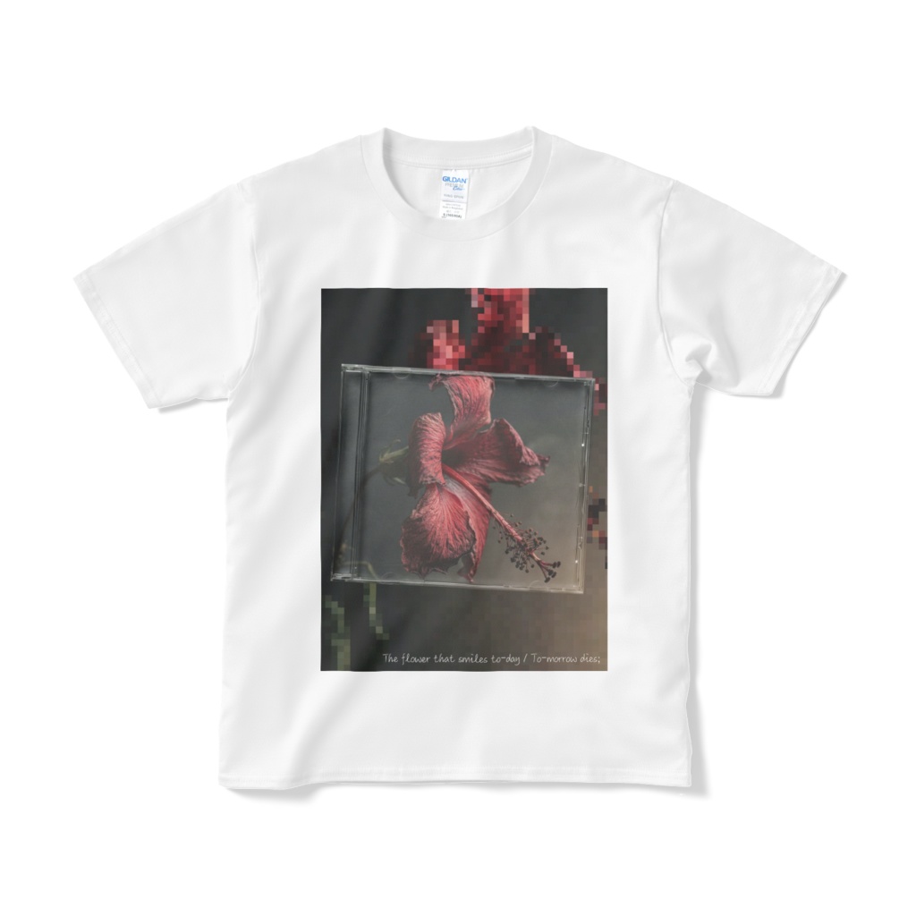  12 Faded Flowers | Standard White T-shirt | 03: Hibiscus (ハイビスカス)