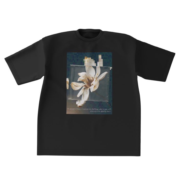 12 Faded Flowers | Big T-shirt Black | 02: White Magnolia (白木蓮)