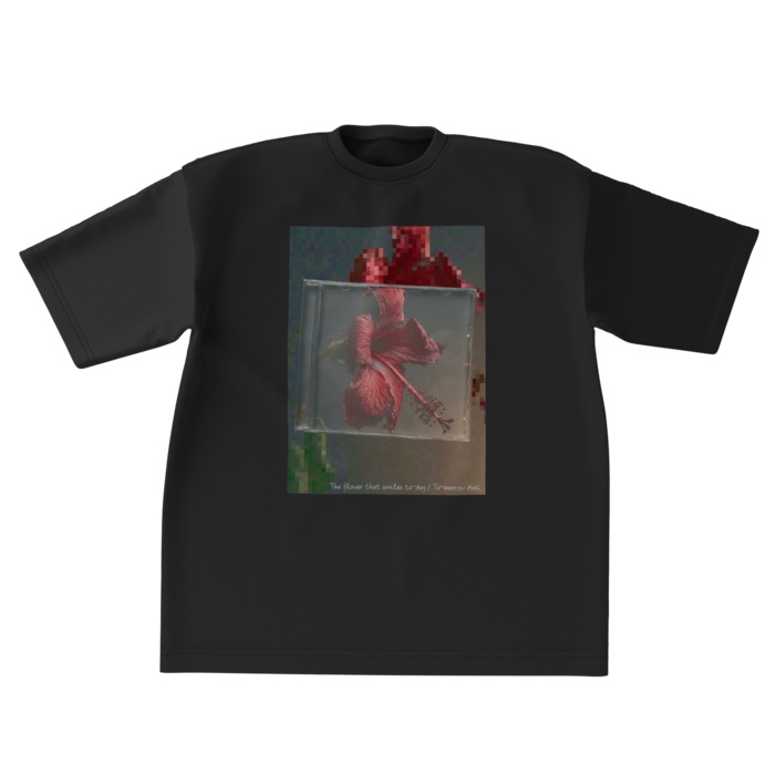 12 Faded Flowers | Big T-shirt Black | 03: Hibiscus (ハイビスカス)