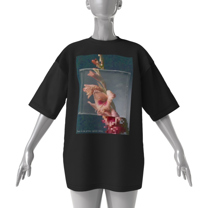 12 Faded Flowers | Big T-shirt Black | 05: Gladiolus (グラジオラス)