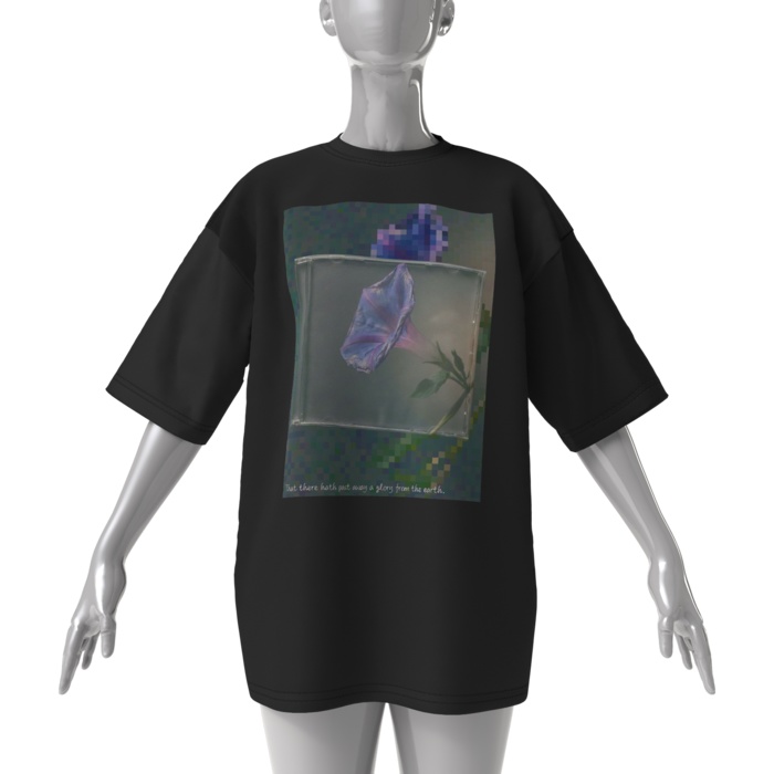 12 Faded Flowers | Big T-shirt Black | 07: Morning Glory (朝顔)
