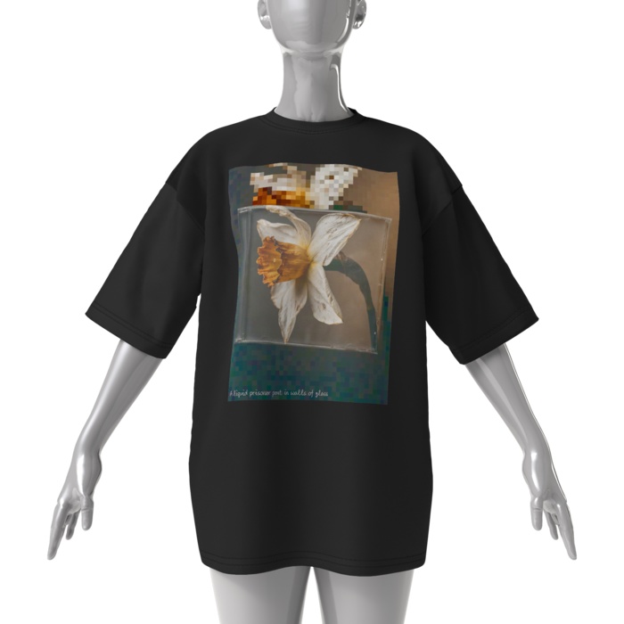 12 Faded Flowers | Big T-shirt Black | 09: Narcissus (水仙)