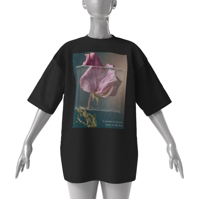 12 Faded Flowers | Big T-shirt Black | 11: Sweet Pea (スイートピー)