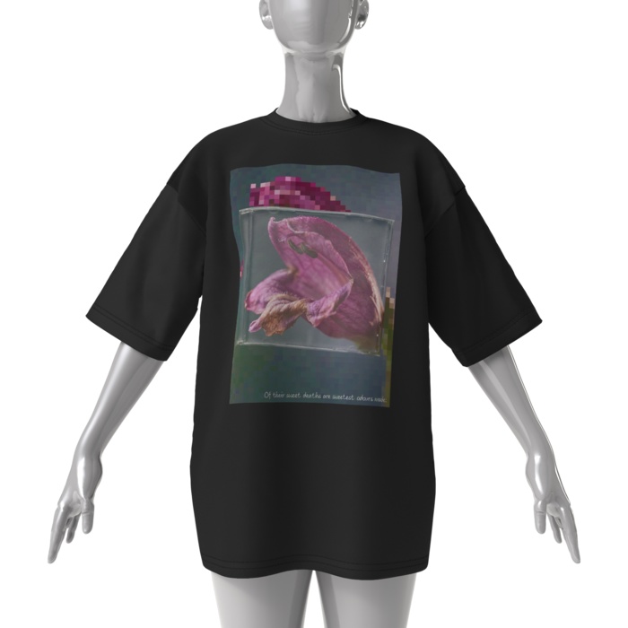 12 Faded Flowers | Big T-shirt Black | 12: Chelolonopsis moschata (ジャコウソウ)