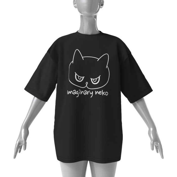Imaginary neko | Big T-shirt | Black