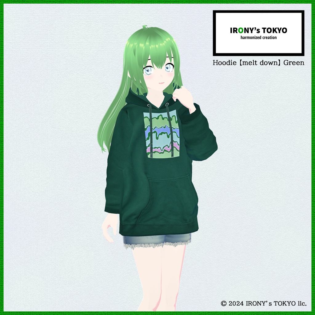 IRONY's TOKYO Hoodie 【melt down】 Green