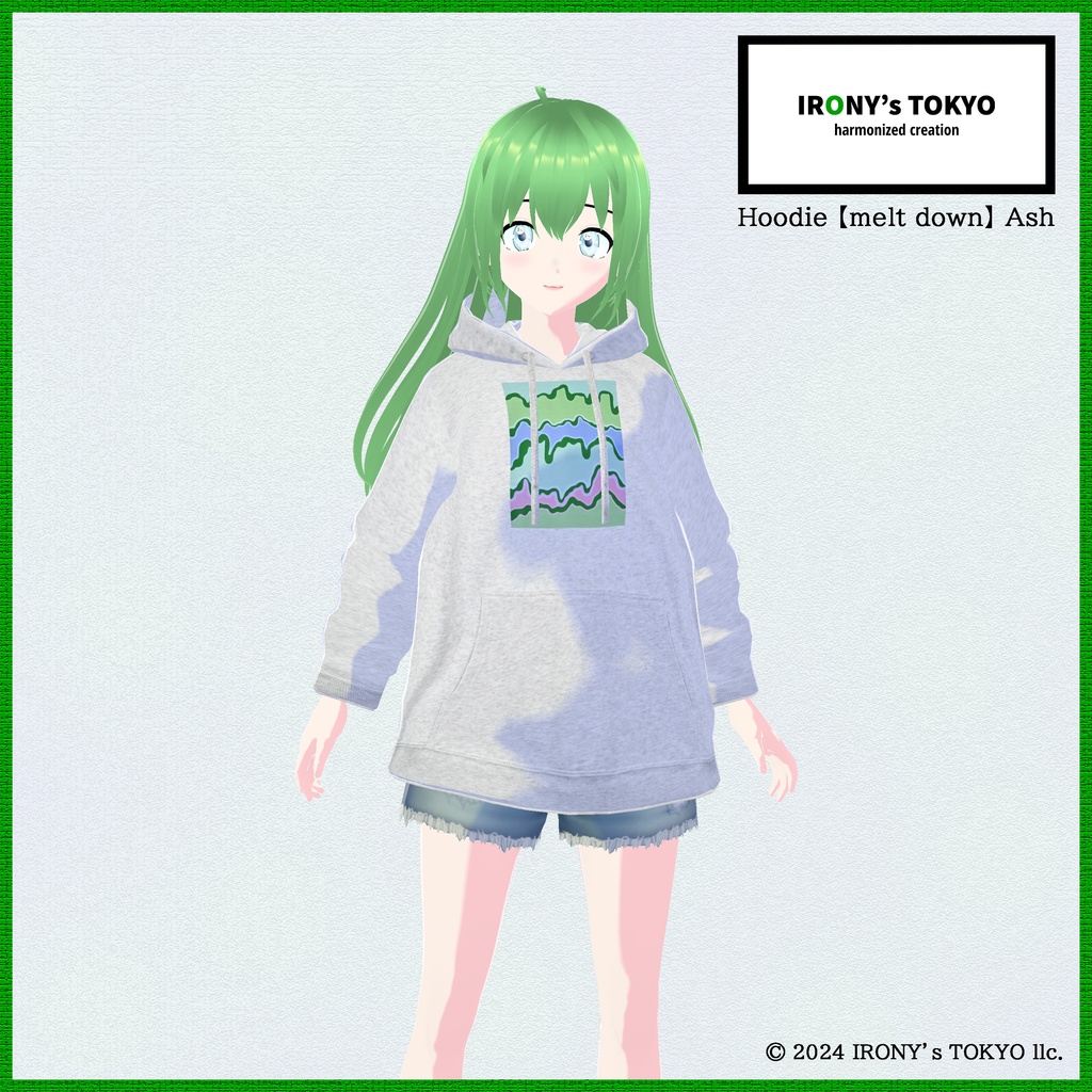 IRONY's TOKYO Hoodie 【melt down】 Green