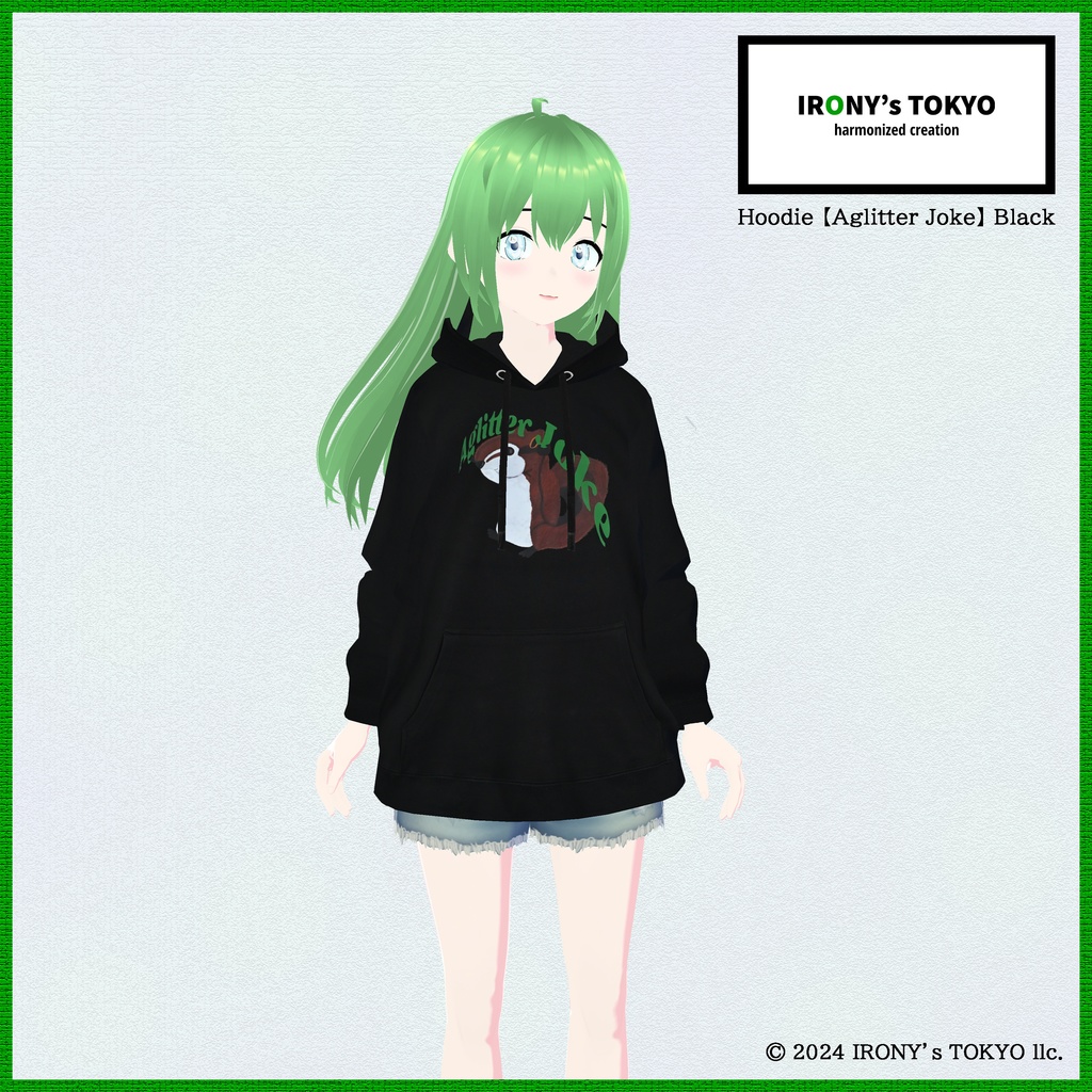 IRONY's TOKYO Hoodie 【Aglitter Joke】 Black