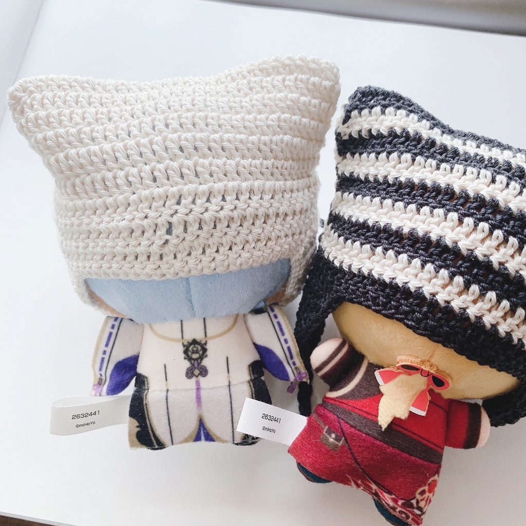 ぬい用耳あて付きねこニット帽