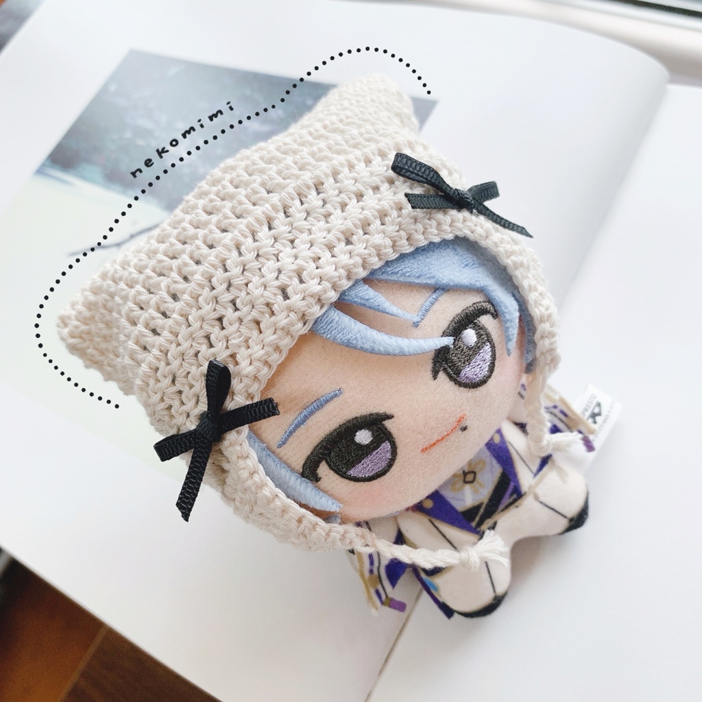 ぬい用耳あて付きねこニット帽