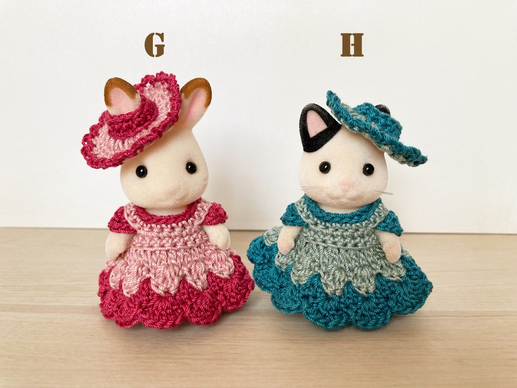 ツートンカラーのぽこぽこドレス フリル帽子付き