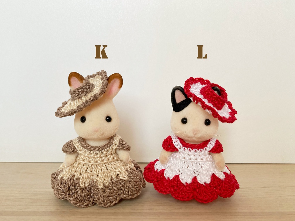 ツートンカラーのぽこぽこドレス フリル帽子付き